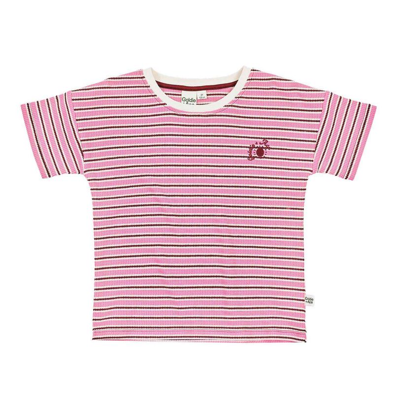 Goldie + Ace Waffle Stripe T-Shirt Pink 3-5Y image number 0